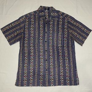 BODHI BY KOTOMORI 100% Linen Short Sleeve Button Up Hawaiian‎ Shirt Size XL Blue